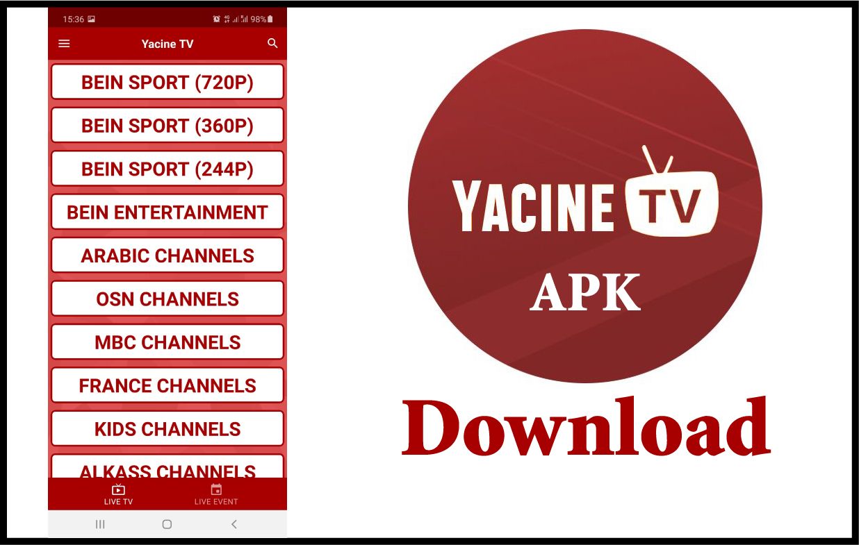 Link download Yacine TV Mod Apk V3 mudah dan cepat